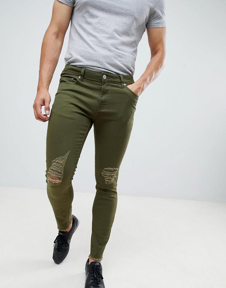 Only & Sons Raw Hem Jeans - Green