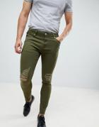 Only & Sons Raw Hem Jeans - Green