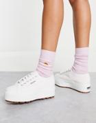 Superga 2790 Tank Flatform Sneakers With Gold Eyelets In White Canvas