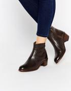 H By Hudson Plath Zip Heeled Leather Ankle Boots - Brown
