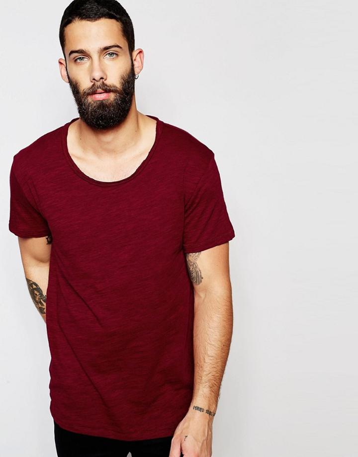 Only & Sons Scoop Neck T-shirt - Burgundy