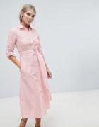 Warehouse Cotton Stripe Shirt Dress - Red