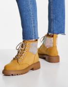 Asos Design Amelie Embellished Hiker Boots In Sand-neutral