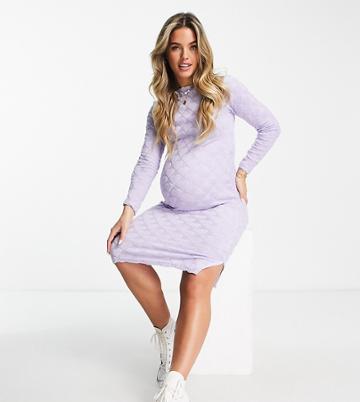 Urban Bliss Maternity Heart Print Midi Dress In Lilac-purple
