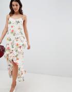 Vila Floral Printed Wrap Midi Dress-multi