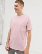 Asos Design Organic Relaxed T-shirt With Pocket In Pink - Pink