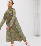 Milk It Vintage Split Front Midi Dress-green