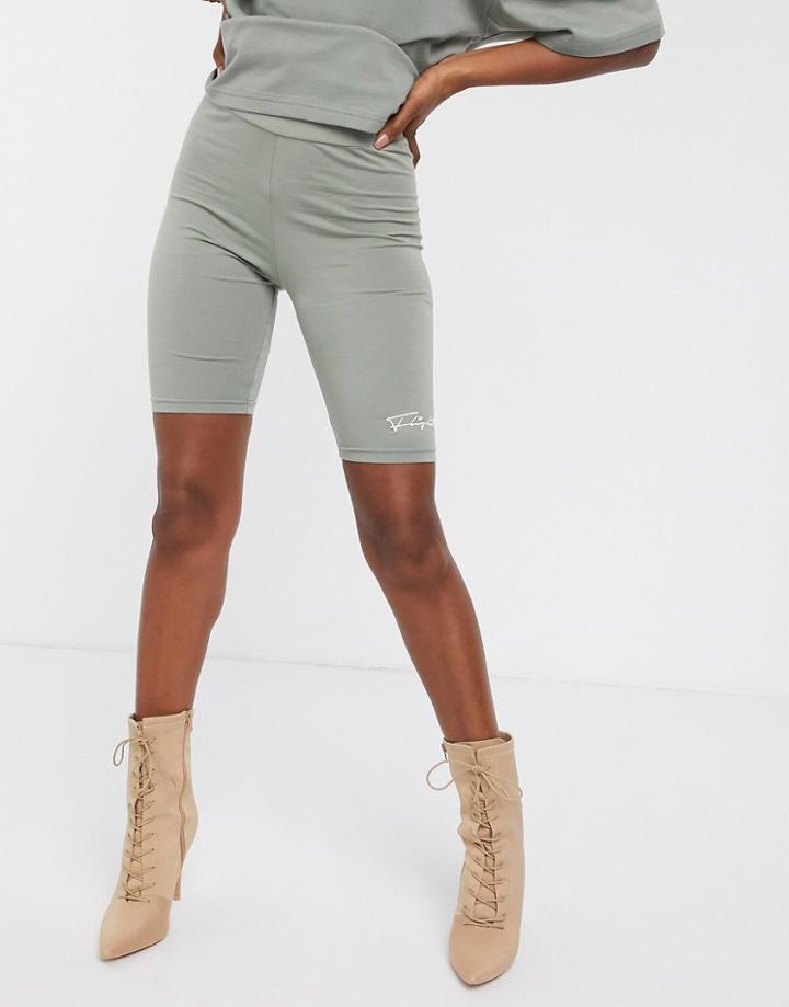 The Couture Club Motif Bodycon Short In Khaki-green