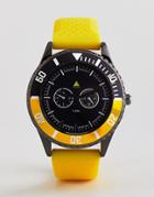 Asos Oversized Rubberised Watch In Yellow With Black Contrast Bezel - Yellow