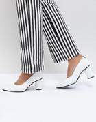 Selected Femme Leather Court Shoe With Round Heel-white