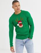 Brave Soul Reindeer Holidays Sweater-green