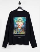 Asos Design Oversized Long Sleeve T-shirt With Van Gogh Print In Black
