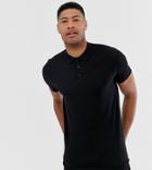 Asos Design Tall Pique Polo In Black - Black