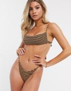 Rvca Bondi Stripe High Leg Bikini Bottom-multi