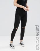 New Look Petite Knee Ripped Skinny Jean - Black