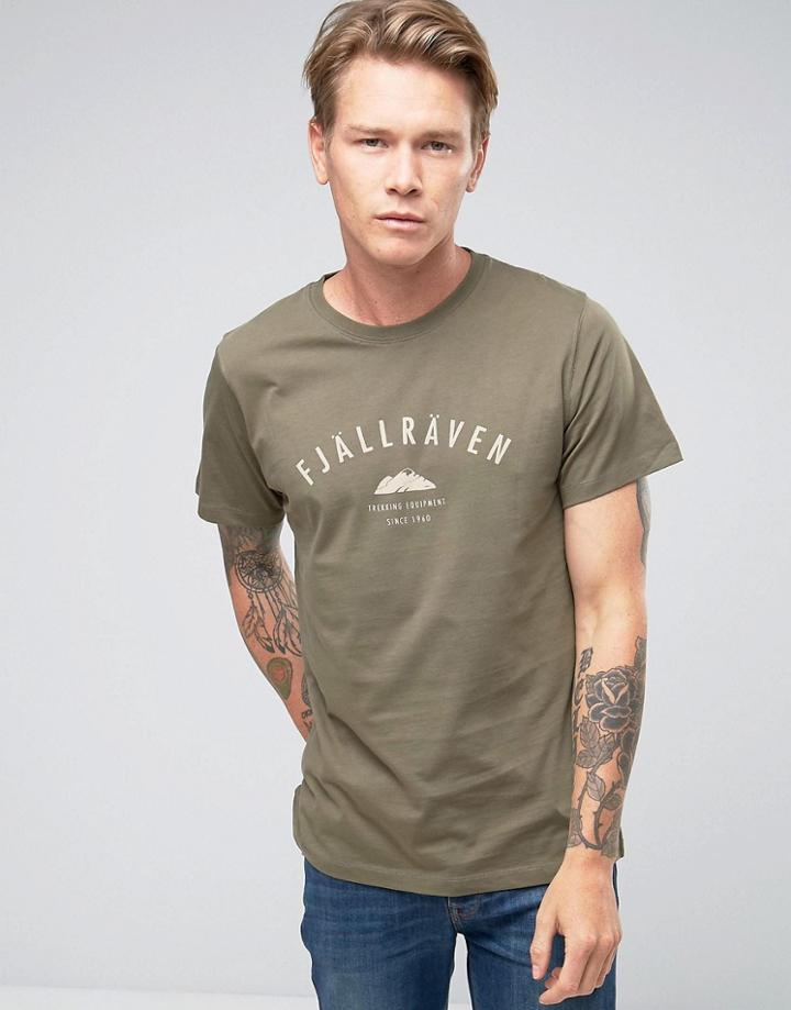 Fjallraven T-shirt With Trekking Equipment Print In Green - Green