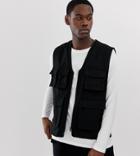 Asos Design Tall Utility Vest In Black - Black