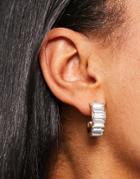 Asos Design Hoop Earrings With Set In Baguette Design In Gold Tone