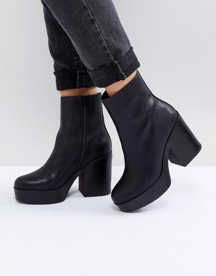 Asos Ember Platform Ankle Boots - Black