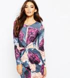 Ginger Fizz Body-conscious Dress With Wrap Front And Mesh Detail - Multi