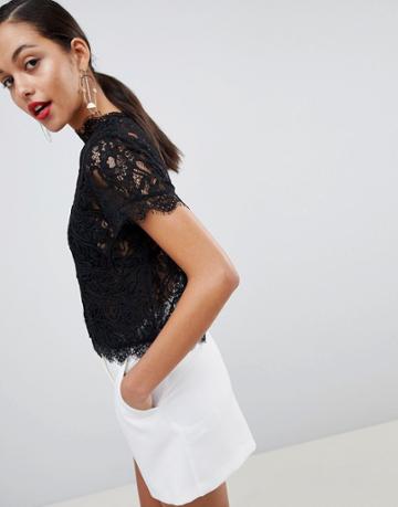 Outrageous Fortune Lace Tee In Black - Black