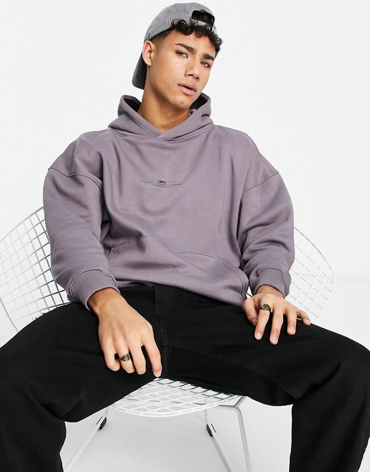 Good For Nothing Oversized Hoodie In Slate Gray With Logo Chest Print