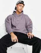 Good For Nothing Oversized Hoodie In Slate Gray With Logo Chest Print