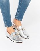 Asos Movement Leather Loafers - Silver