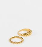 Asos Design 14k Gold Plated Pack Of 2 Rings In Twist Design