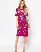 Asos Bird And Floral Embroidered Shift Dress - Red