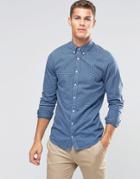Tommy Hilfiger Shirt With Micro Check In Slim Fit - Navy