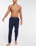 Lacoste Lounge Sweatpants With Colored Waistband In Navy