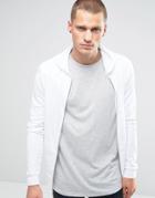 Asos Light Weight Jersey Muscle Zip-up Hoodie In White - White