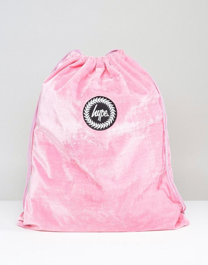 Hype Exclusive Pink Velvet Drawstring Backpack - Pink