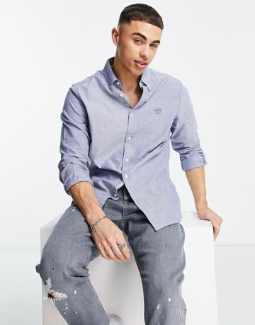 Aeropsotale Long Sleeve Oxford Shirt In Navy