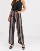 Asos Design High Rise 'relaxed' Dad Jeans In Stripe Print-multi