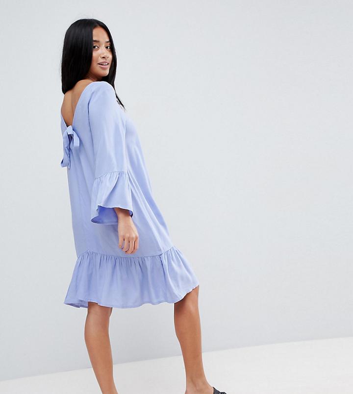 Vero Moda Petite Ruffle Dress With Tie Back - Purple