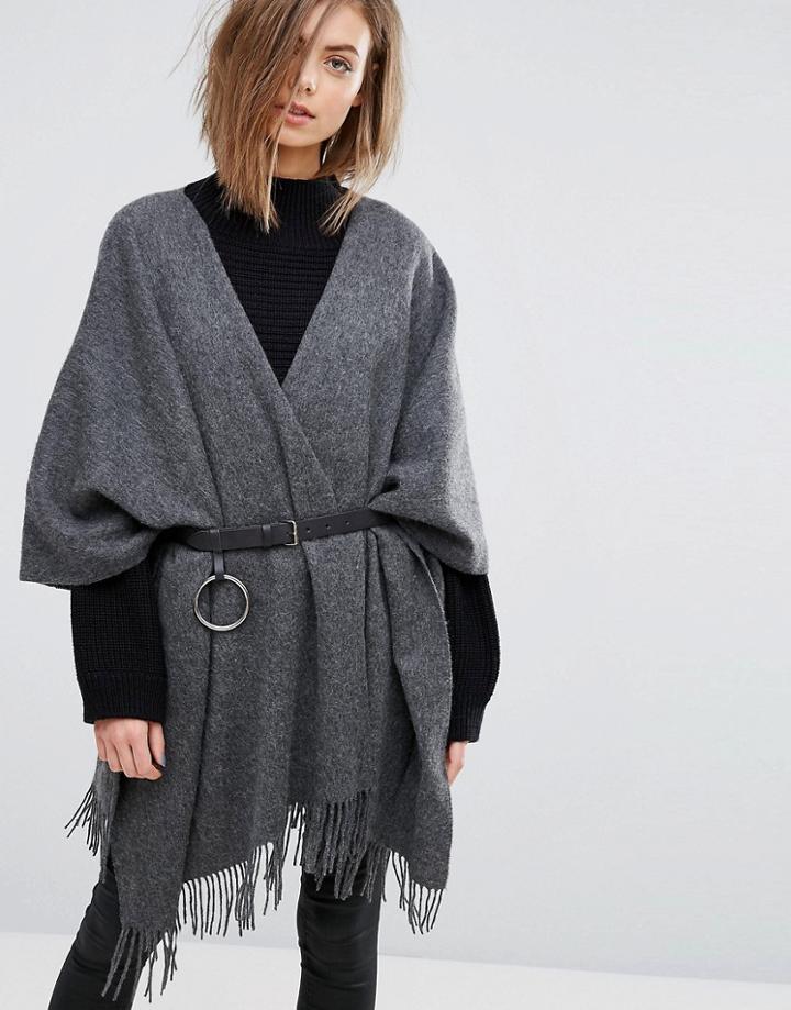 Moss Copenhagen Poncho - Gray