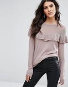 Y.a.s Frill Sweater - Pink