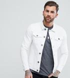 Liquor N Poker Muscle Fit Stretch Denim Jacket - White