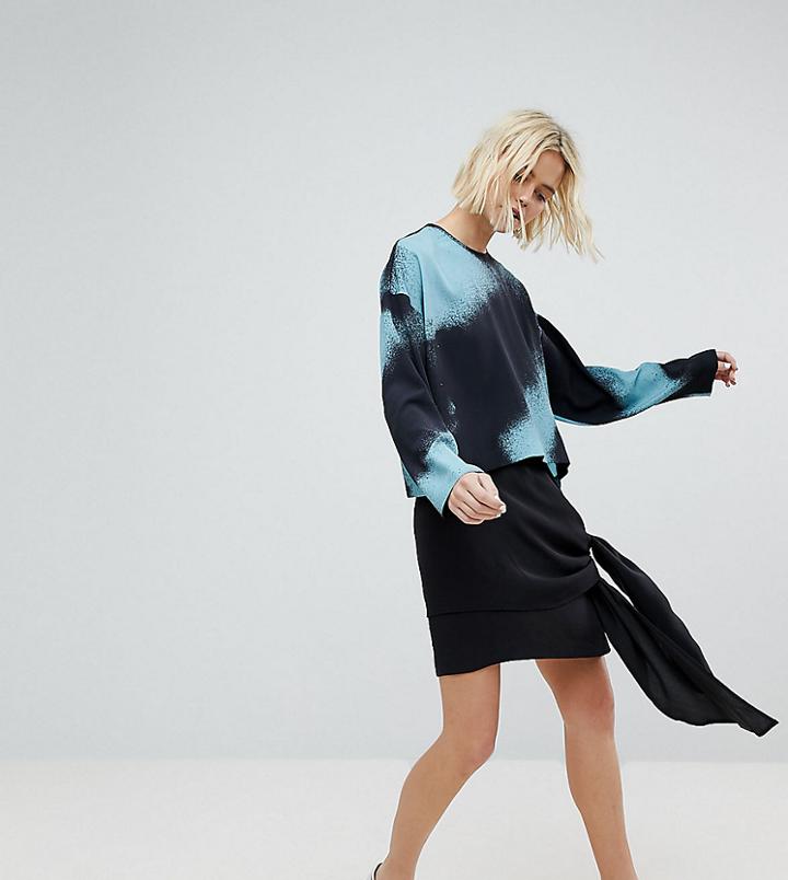 Weekday Waterfall Asymmetric Hem Skirt-black