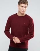 Farah Sweater With Textured Self Stripe In Slim Fit Red - Red