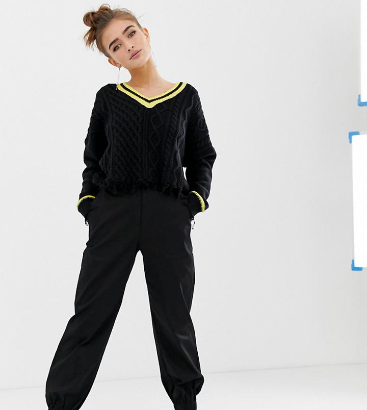 Collusion Petite Cargo Pants In Black - Black