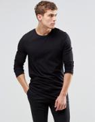 Asos Longline Muscle Long Sleeve T-shirt In Black - Black