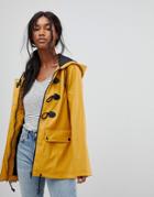 Brave Soul Trucker Rubberised Coat With Duffle Fastenings - Yellow