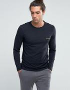 Emporio Armani Slim Fit Long Sleeve Top In Black - Black