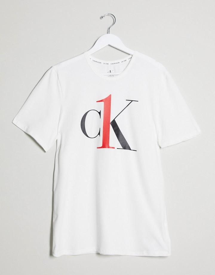 Calvin Klein Ck One Large Logo Crew Neck Lounge T-shirt In White