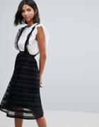 Lost Ink Pinafore Skirt In Lace - Black