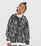 Crooked Tongues Oversized Hoodie With Repeat Logo Print - Multi