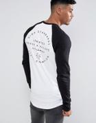 Asos Muscle Longline Long Sleeve Raglan T-shirt With Number Chest Print - White